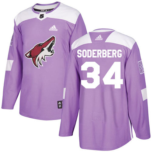 Adidas Coyotes #34 Carl Soderberg Purple Authentic Fights Cancer Stitched NHL Jersey